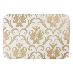 Gold swirls damask bath mat