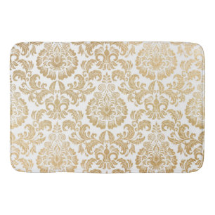 Gold swirls damask bath mat