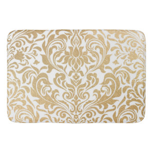 Gold swirls damask bath mat