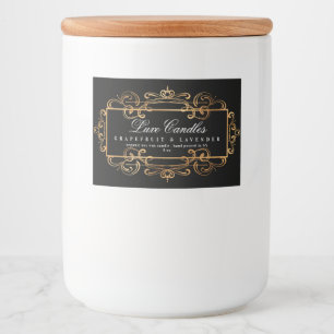 Gold Swirls Elegant Luxurious Black Product Food Label