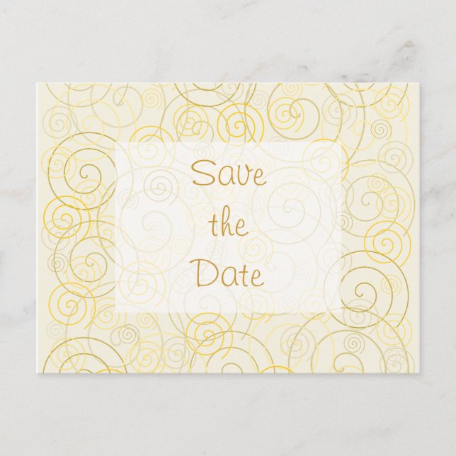 Gold Swirls Enregistrer la date carte postale (Devant)