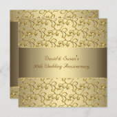 Gold Swirls Gold 50th Wedding Anniversary Party Invitation (Front/Back)