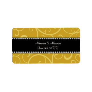 gold swirls wedding favours label