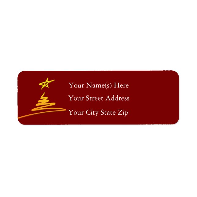 Gold Swirly Christmas Tree on Christmas Red (Front)
