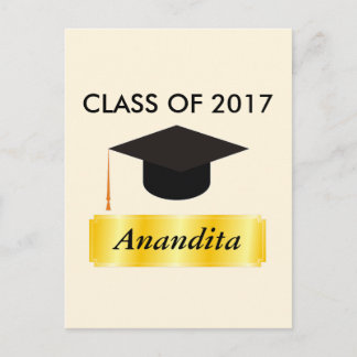 Gold Tag Graduation Announcement Postcard