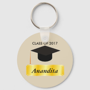 Gold Tag Graduation Keychain