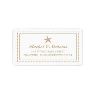 Gold Tan Graceful Starfish   Mailing Address Label