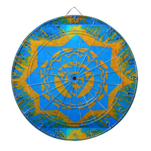 gold tantric star on blue dartboard