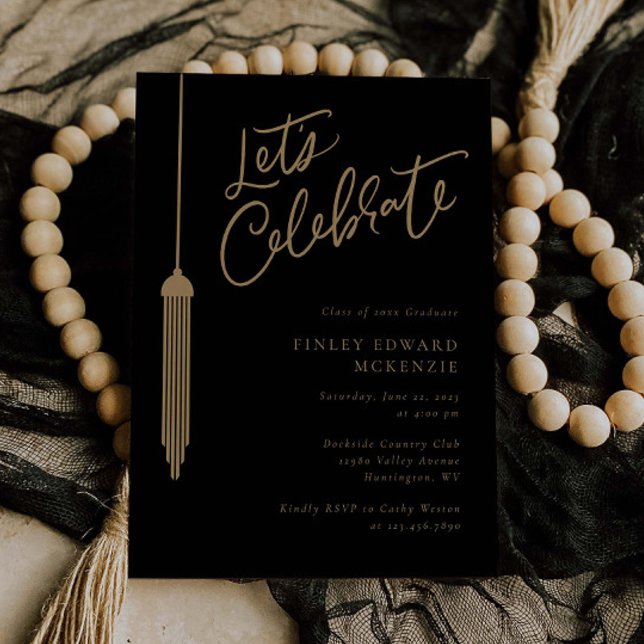 Gold Tassel Party Graduation Invitation Photo Card (Creator Uploaded)