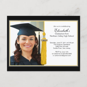 Gold Tassel Photo Graduation Party Invitation 2012 Postcard
