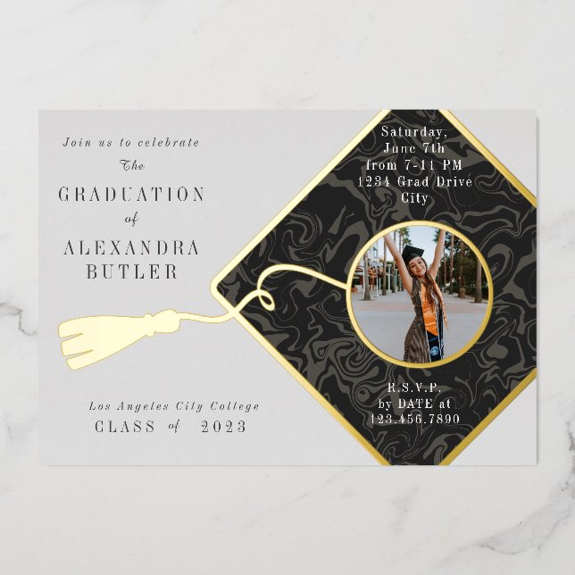 Gold Tassel Photo Script Class 2023 Graduation (Front)