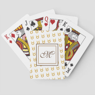 Gold Taurus Zodiac Astrology Sign  Monogram Playing Cards