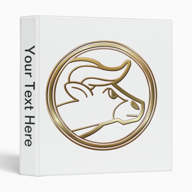 Gold Taurus Zodiac Bull Astrology Sign Binder (Front/Spine)
