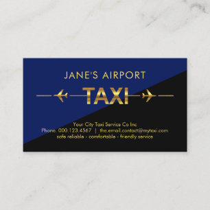 Gold Taxi Airport Airplane Runway Business Card