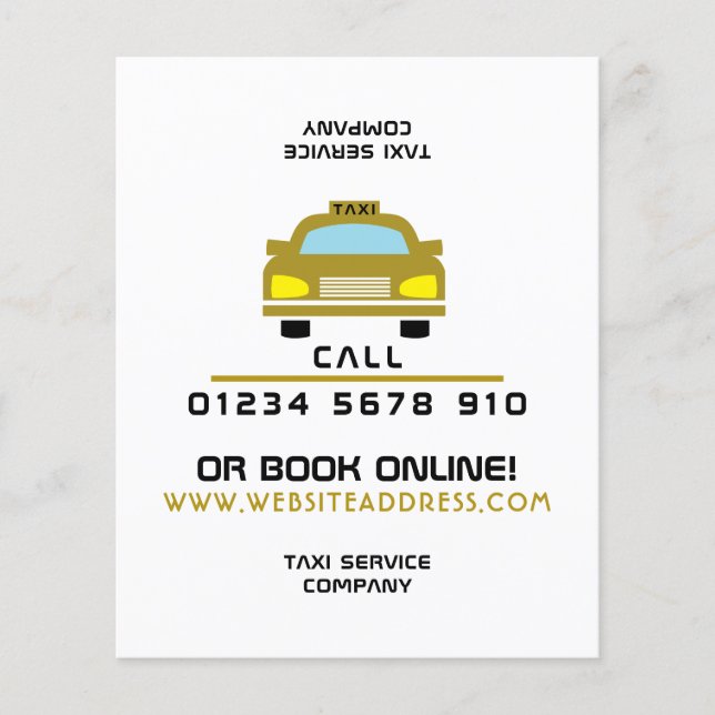 Gold Taxi Cab Logo with Price List Flyer (Front)