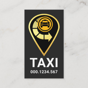 Gold Taxi Location Icon Business Card