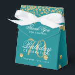 Gold Teal 70th Birthday Thank You Confetti Favor Box<br><div class="desc">Elegant "Thank You" 70th Birthday Gold Faux Glitter Confetti Teal design.</div>