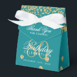 Gold Teal 80th Birthday Thank You Confetti Favor Box<br><div class="desc">Elegant "Thank You" 80th Birthday Gold Faux Glitter Confetti Teal design.</div>