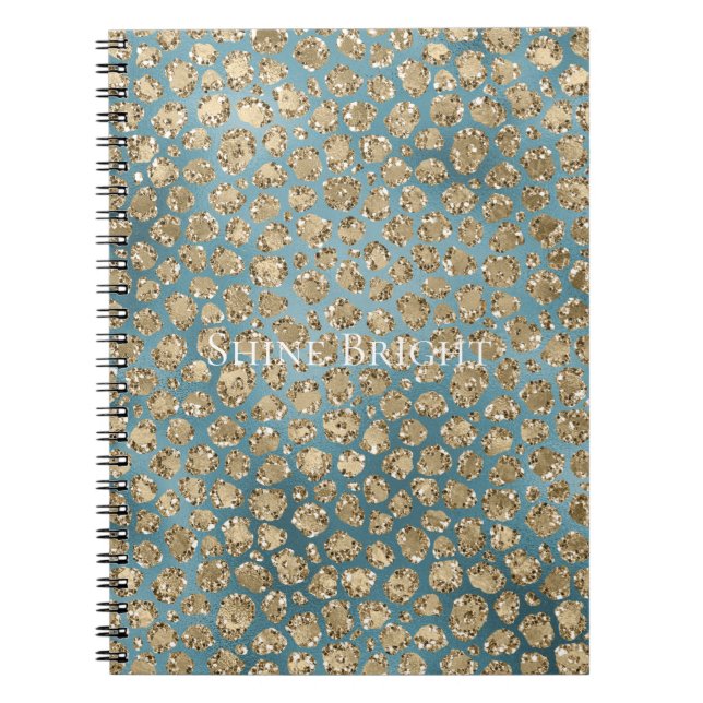 Gold Teal Blue Green Glitzy Leopard Print      Notebook (Front)