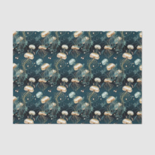 Gold & Teal Ethereal Jellyfish Tissue Paper