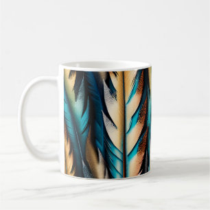 Gold & Teal Feather Art Coffee Mug