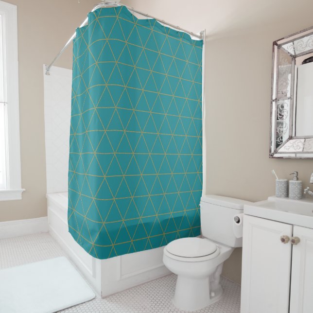 Gold Teal Geometric Triangles Boho Glam Minimal (In Situ)
