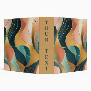 Gold Teal Rose Organic Shapes Binder