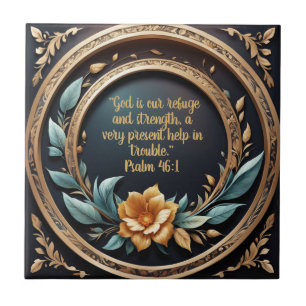 Gold Teal Verona Sunset Bible Verse Customizable Tile