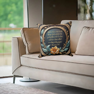 Gold Teal Verona Sunset Customizable  Throw Pillow