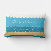 Gold Teal Waves Beach House Pillow (Front)