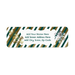 Gold, Teal, White Stripe Return Address Label