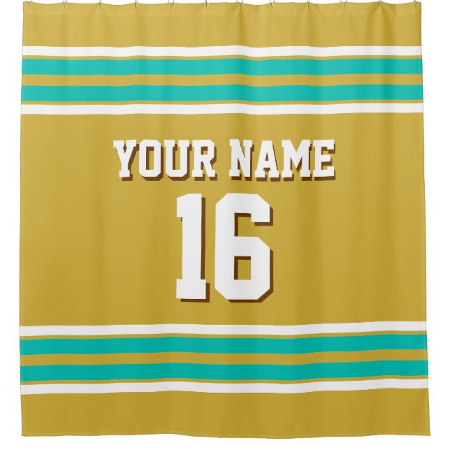 Gold Teal White Stripes Sports Jersey (Front)