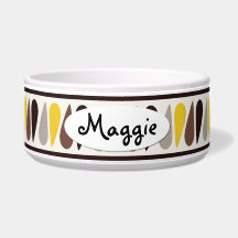 Gold Teardrop Personalized Ceramic Dog Bowl