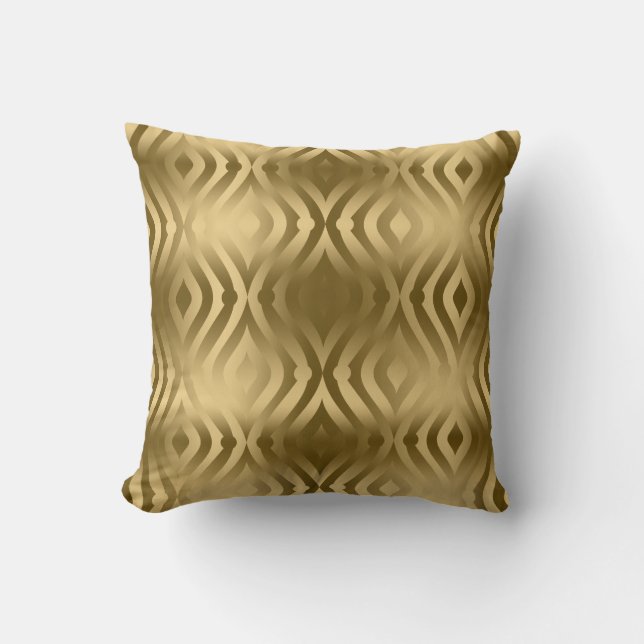 Gold Teardrops Geometric Pattern Throw Pillow (Front)