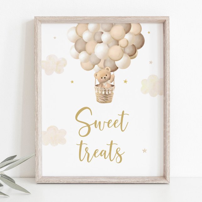 Gold Teddy Bear Balloons Baby Shower Treats Sign (Creator Uploaded)