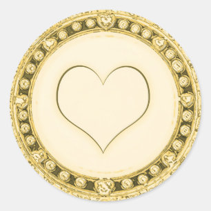 Gold Template Customize Heart Classic Round Sticker