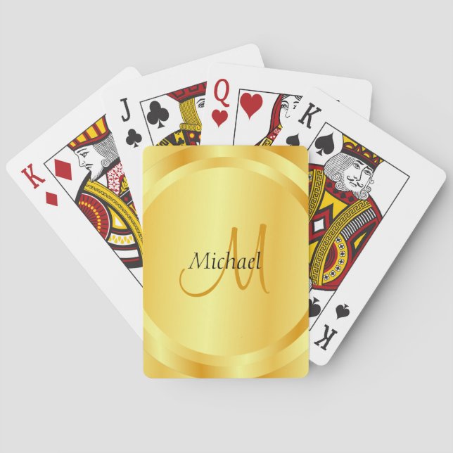 Gold Template Initial Monogram Modern Customize Playing Cards (Back)