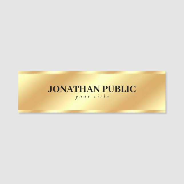 Gold Template Professional Modern Elegant Custom Name Tag (Front)