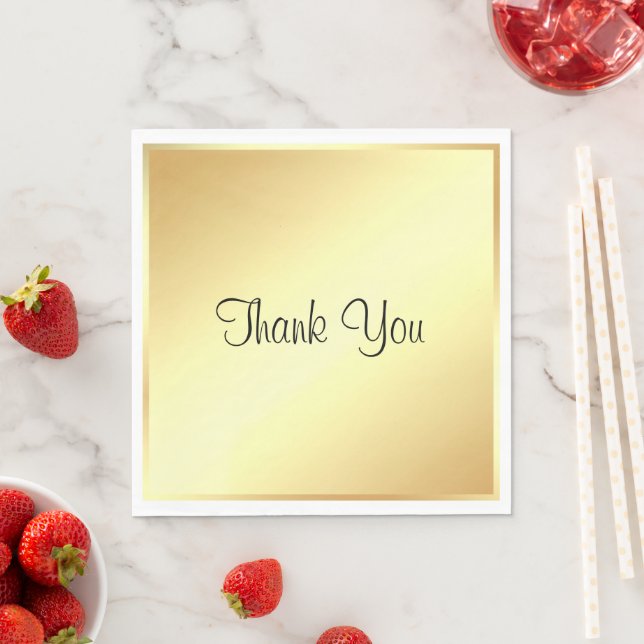 Gold Template Thank You Typography Text Elegant Napkin (Insitu)