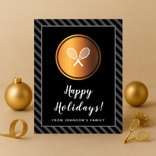 Gold Tennis Holiday Card for Player or Coach