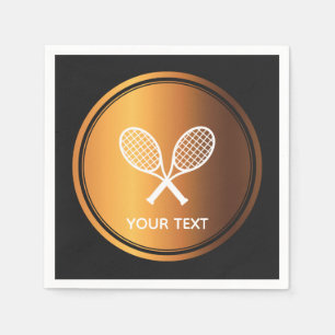 Gold Tennis Rackets Sport Theme Player Custom Text Napkin