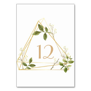 gold terrarium botanical watercolor illustration table number