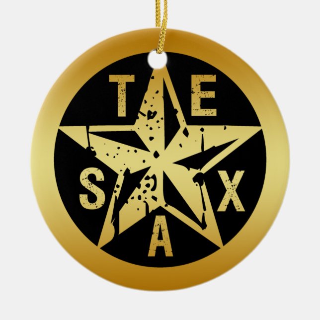 GOLD TEXAS STAR CERAMIC ORNAMENT (Front)