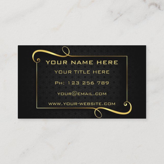 Gold Text Black Golden Professional Carte de visit (Dos)