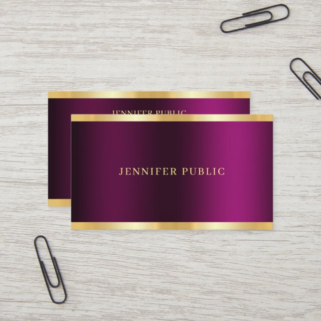 Gold Text Elegant Purple Template Professional Business Card (Front/Back In Situ)