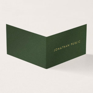 Gold Text Modern Elegant Luxury Folded Green Business Card