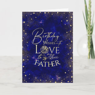 Gold Text Night Sky Birthday Father Photo Card