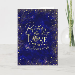Gold Text Night Sky Birthday Granddaughter Photo Card