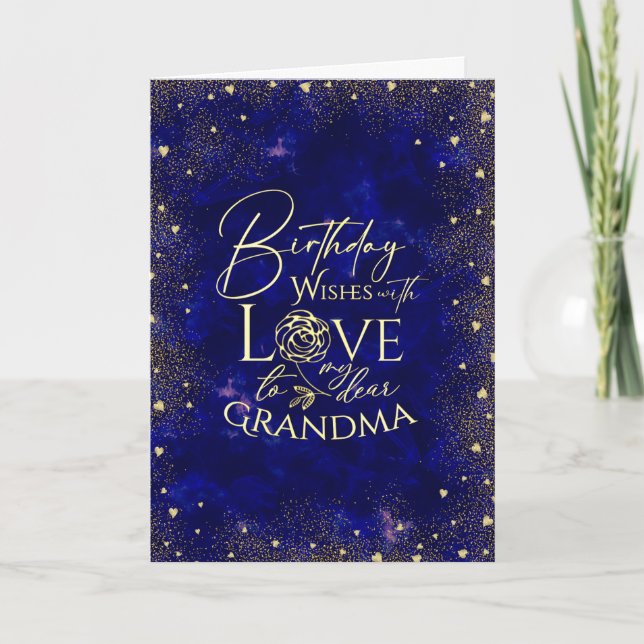 Gold Text Night Sky Birthday Grandma Photo Card (Front)