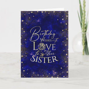 Gold Text Night Sky Birthday  Sister Photo Card